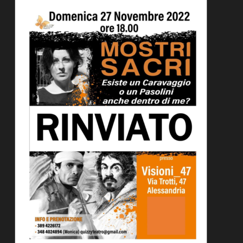 Rinviato il recital “Mostri Sacri” previsto questa domenica ad Alessandria