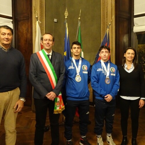Kung fu: Matteo Testardini e Marcello Carena ricevuti dal Comune di Alessandria dopo le medaglie europee