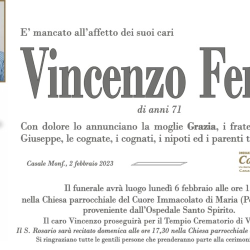 Casale piange il sindacalista Vincenzo Ferro “formidabile attivista dal cuore grande”