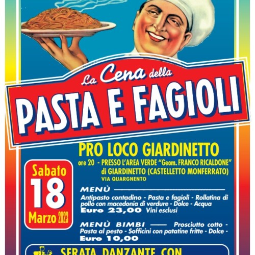 Il 18 marzo a Giardinetto “La cena della pasta e fagioli”