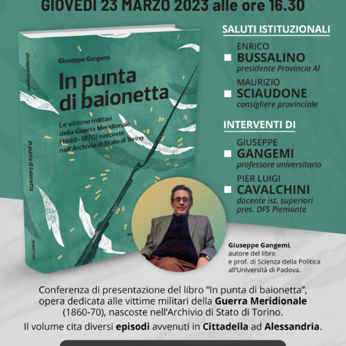 Giovedì 23 marzo la presentazione del libro “In punta di baionetta”