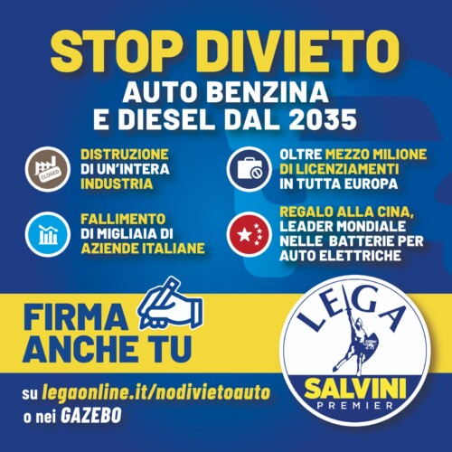 Lega Alessandria: sabato e domenica i gazebo contro il divieto alle auto benzina e diesel dal 2035
