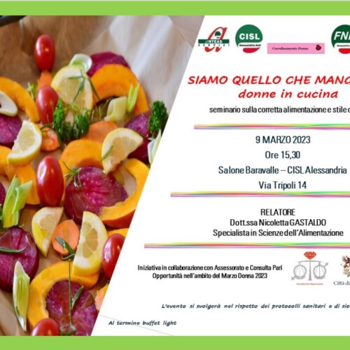Marzo Donna: il 9 marzo nella sede della Cisl il seminario “Siamo quello che mangiamo: donne in cucina”