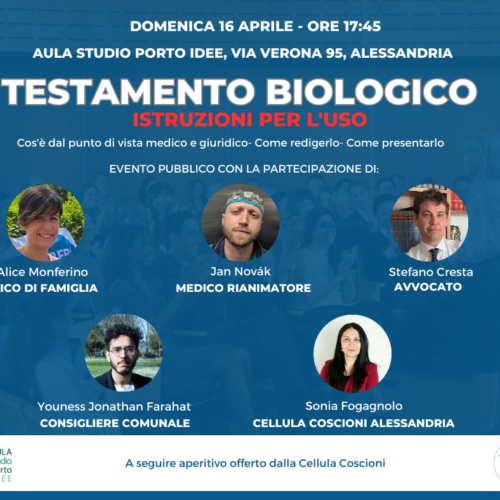 Testamento biologico: domenica ad Alessandria un convegno promosso dall’associazione Coscioni