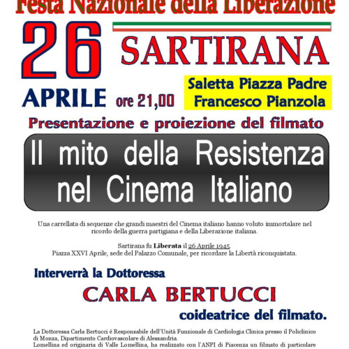 “Il mito della Resistenza nel cinema italiano”: mercoledì a Sartirana la proiezione del filmato