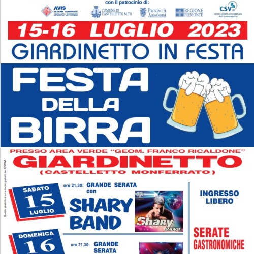 Il 15 e 16 luglio la Festa della birra a Giardinetto con Shary Band e Farinelli Group