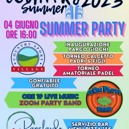 Domenica 4 giugno “Summer Party” al Country Sport Village di Mirabello Monferrato
