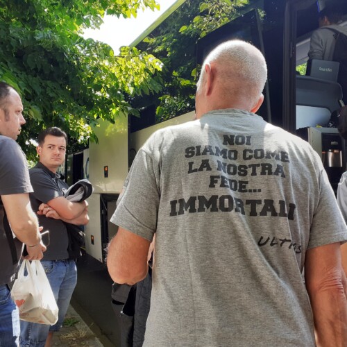 Playout San Donato Tavarnelle-Alessandria Calcio: la partenza dei due pullman di tifosi grigi