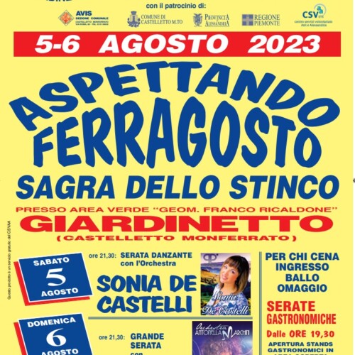 Il 5 e 6 agosto a Giardinetto si aspetta Ferragosto con la Sagra dello stinco