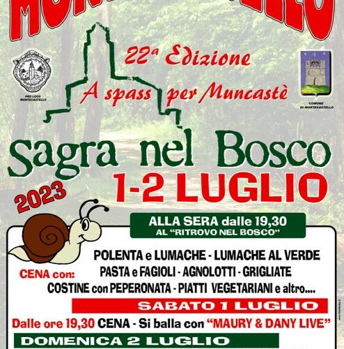 Sabato 1° e domenica 2 luglio la Sagra nel Bosco a Montecastello