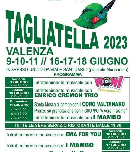 Dal 16 al 18 giugno il secondo weekend della “Festa delle tagliatelle” a Valenza