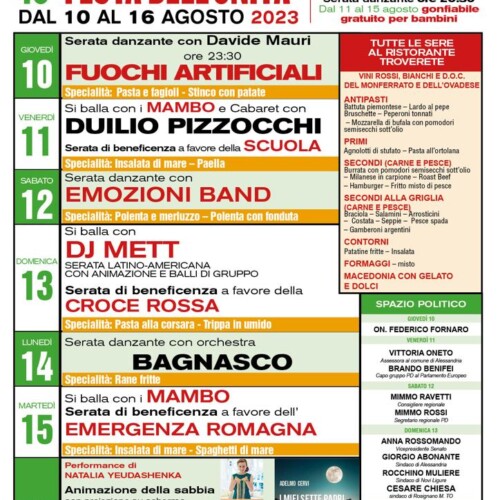 Dal 10 al 16 agosto la Festa dell’Unità a Fubine Monferrato
