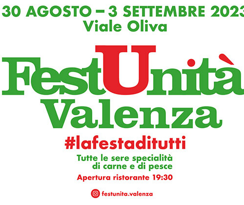 Dal 30 agosto al 3 settembre torna la Festa dell’Unità a Valenza