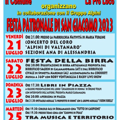 A Bergamasco la Festa della Birra e tanti eventi per festeggiare il Patrono San Giacomo