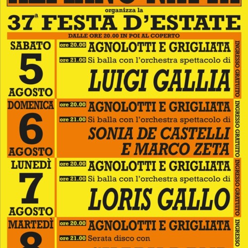 Dal 5 all’8 agosto Festa d’Estate ad Alfiano Natta