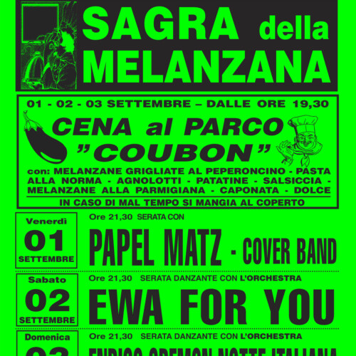 Dal 1° al 3 settembre la Sagra della Melanzana a Quargnento
