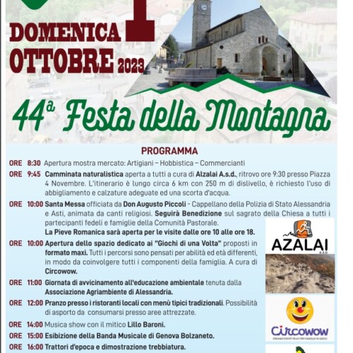 Domenica 1° ottobre torna la Festa della Montagna a Fabbrica Curone