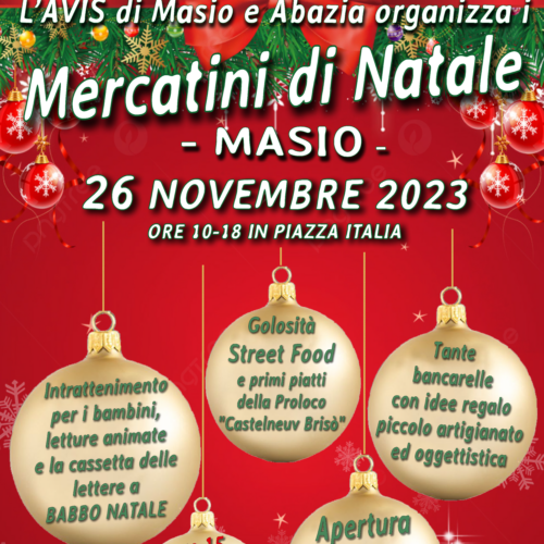A Masio, domenica 26 novembre, torna il Mercatino di Natale