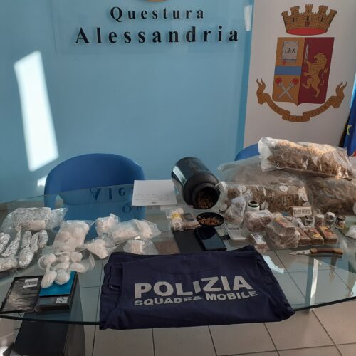 Squadra Mobile sequestra quasi 8 chili di droga tra Alessandria, Novi e Pozzolo