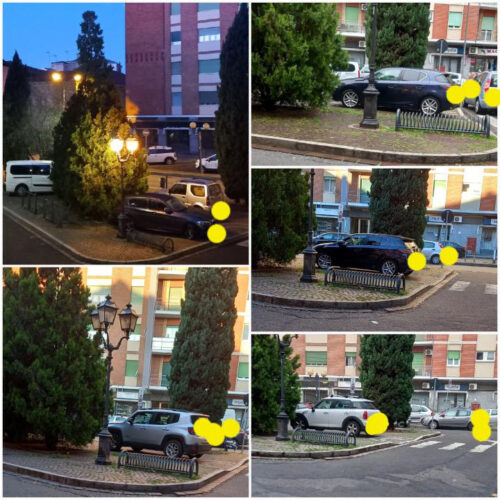 Una piazzetta assediata dai parcheggi selvaggi: la protesta di una cittadina