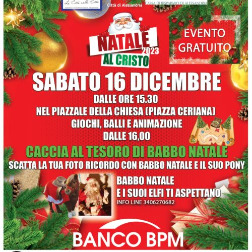 Il 16 dicembre al quartiere Cristo tanti eventi natalizi: dalla caccia al tesoro alla letterina per Babbo Natale