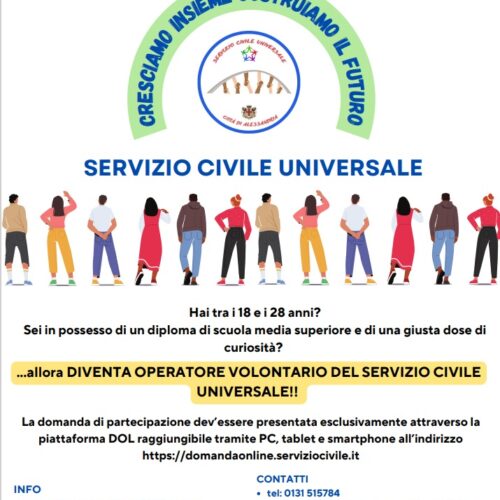 Bando servizio civile. Il Comune di Alessandria cerca 40 giovani per 3 progetti