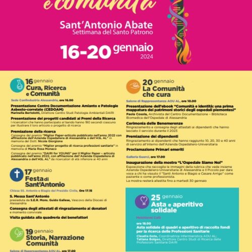 Dal 16 gennaio l’Azienda Azienda Ospedaliero – Universitaria di Alessandria festeggia Sant’Antonio