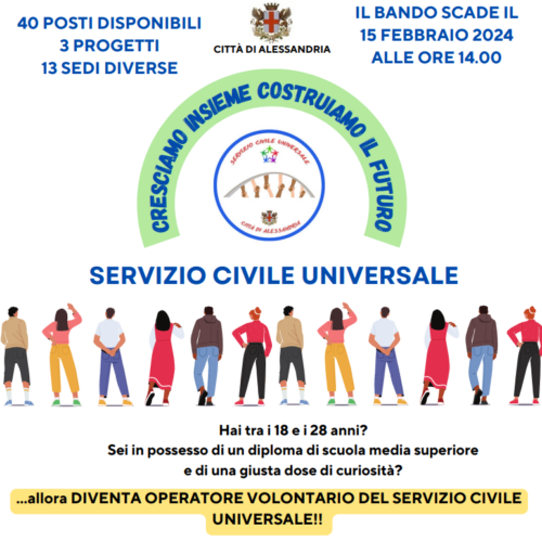 Disponibili quaranta posti per il servizio civile ad Alessandria