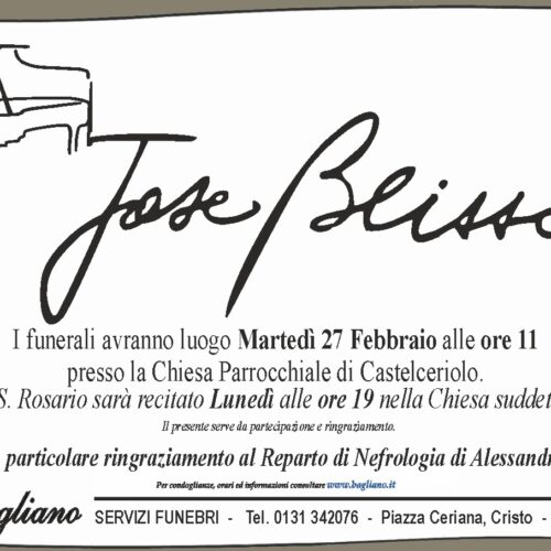 La provincia piange l’artista Josè Beisso