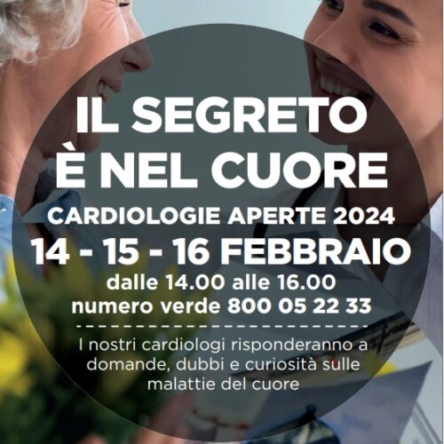 Nella settimana di San Valentino torna “Cardiologie aperte”: un numero verde a disposizione dei cittadini