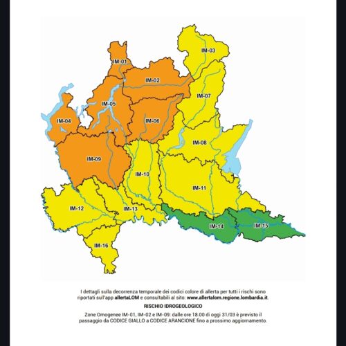 Domani allerta gialla in Lombardia: rischio di pioggia, temporali e vento forte