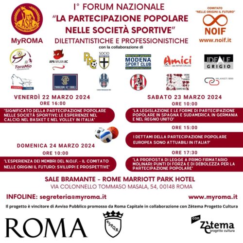 Partecipazione popolare nelle società sportive: da venerdì il forum nazionale. Anche Ideale Grigio protagonista