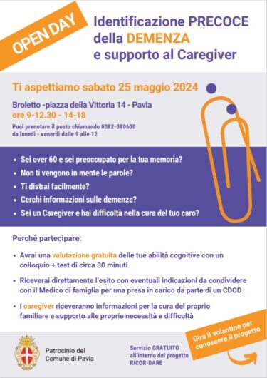 La rete di Ricor-Dare per aiutare chi soffre di demenza. Sabato 25 maggio screening gratuiti in piazza a Pavia