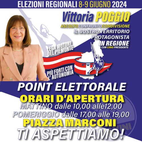 Elezioni regionali: ad Alessandria la sede elettorale della candidata Vittoria Poggio aperta tutti i giorni