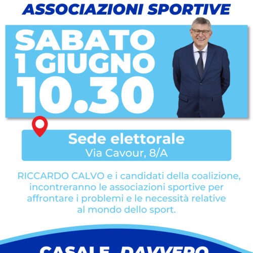 Elezioni Casale: il candidato sindaco Riccardo Calvo incontra le associazioni sportive