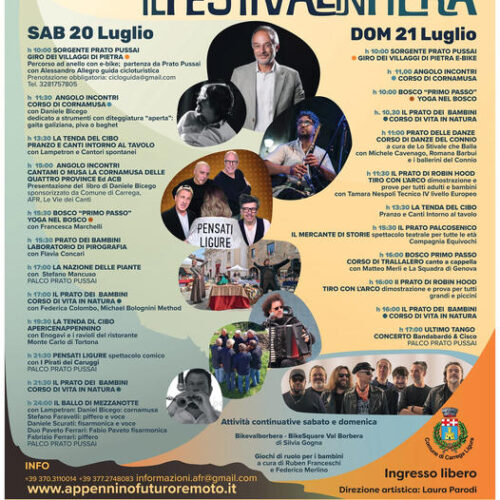 Il festival “Appenino Futuro Remoto” è in fiera a Carrega Ligure con i Pirati dei Caruggi, Bandabardò e Cisco