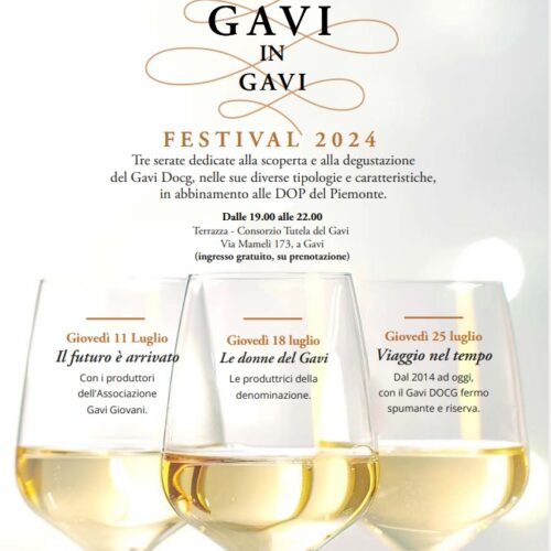 “Di Gavi in Gavi Festival”: a luglio tre serate per degustare il Gavi Docg e i migliori prodotti piemontesi