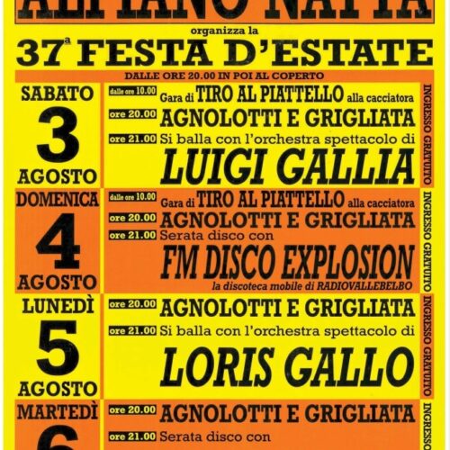 Dal 3 al 6 agosto Festa d’Estate ad Alfiano Natta