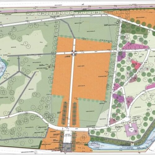 Il rendering del nuovo Parco Marengo. Anche un laghetto per riprodurre l’Isola di Sant’Elena