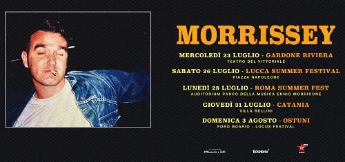 Morrissey torna in Italia nell’estate 2025 per cinque concerti