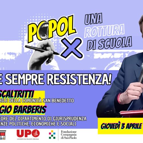Giovedì appuntamento con la Scuola di Politica: “Cosa significa fare Resistenza oggi”