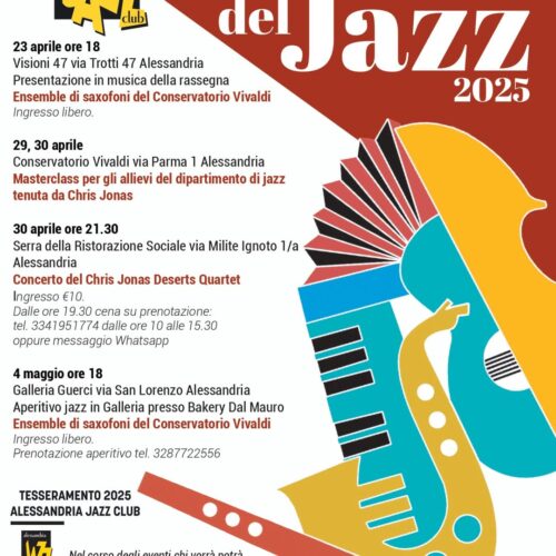 Dal 23 aprile torna il jazz ad Alessandria con l’Alessandria Jazz Club