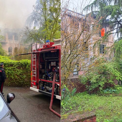 Villa avvolta dalle fiamme a Ottiglio
