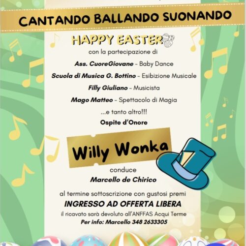 Ad Acqui una serata benefica tra musica, ballo e magia con Willy Wonka