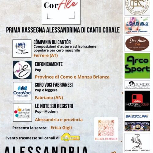 Sabato 24 maggio la prima rassegna alessandrina di Canto Corale