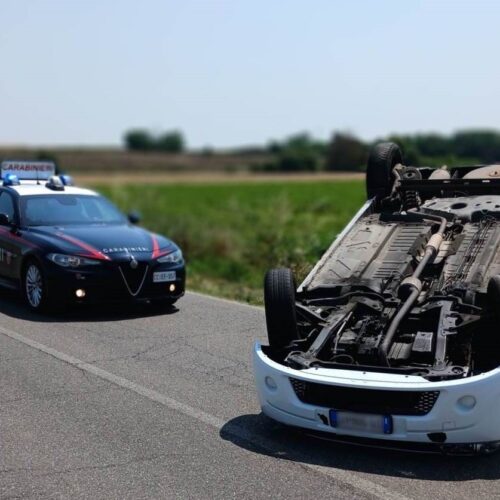 Incidente a Oviglio: auto ribaltata