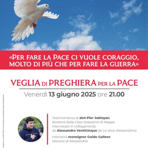 Venerdì 13 giugno una veglia di preghiera per la pace