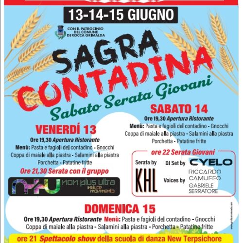 Tre giorni di festa a Rocca Grimalda: dal 13 al 15 giugno torna la Sagra Contadina