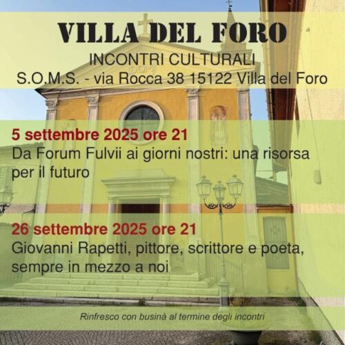 Venerdì alla Soms di Villa del Foro incontro dedicato a Giovanni Rapetti
