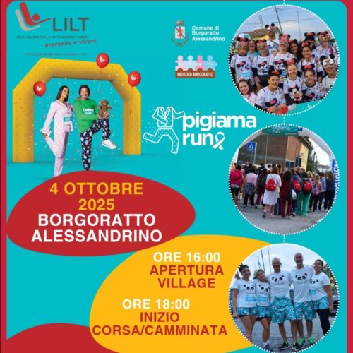 Sabato 4 ottobre a Borgoratto torna la Pigiama Run della Lilt